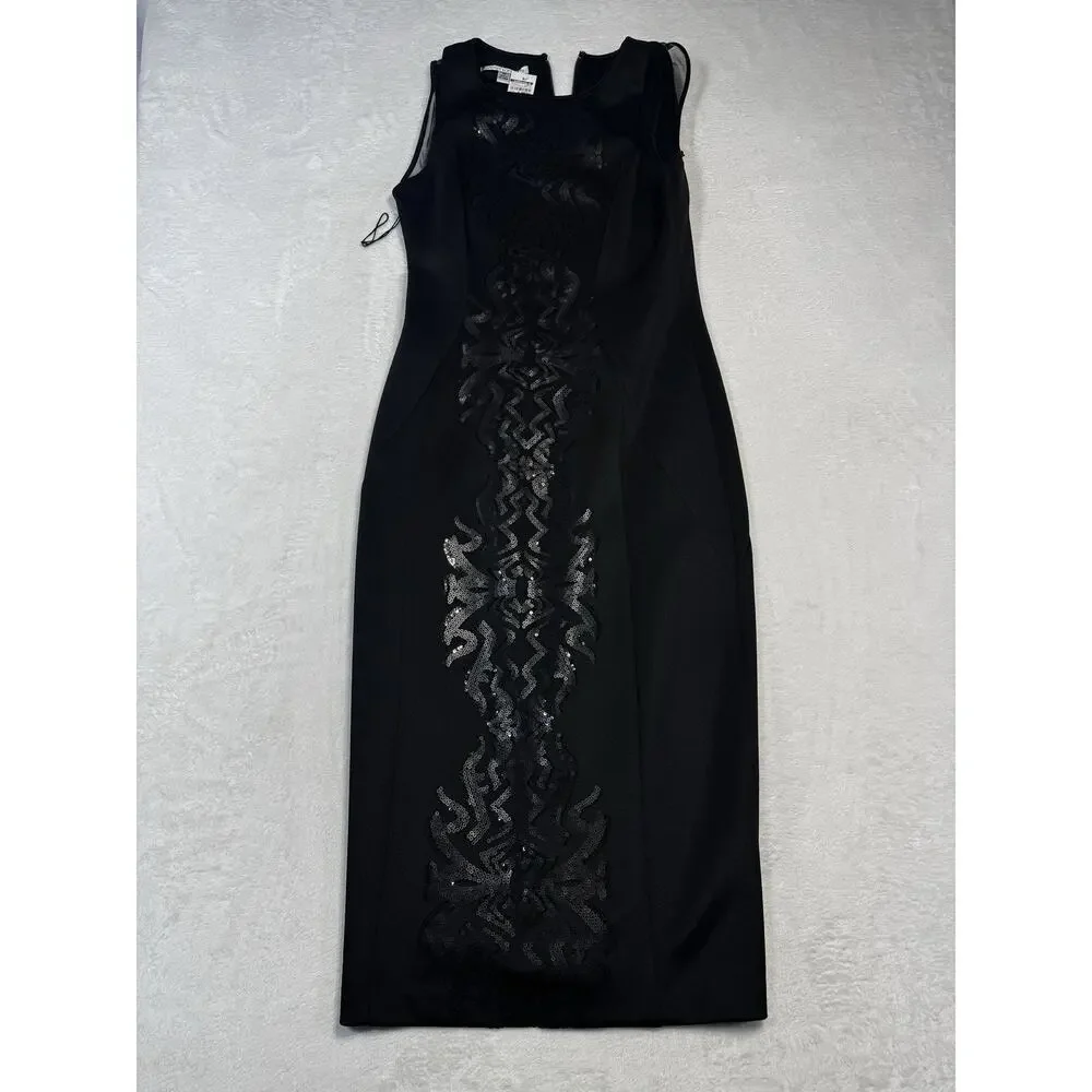 Maggy London Black Sequined Sheath Dress Size 10 NWT Holiday Cocktail MSRP 148